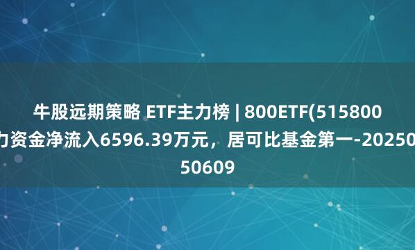 牛股远期策略 ETF主力榜 | 800ETF(515800)主力资金净流入6596.39万元，居可比基金第一-20250609