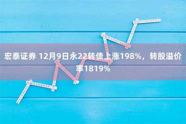 宏泰证券 12月9日永22转债上涨198%，转股溢价率1819%